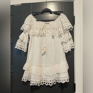 Anthropologie White Eyelet Mini Dress
